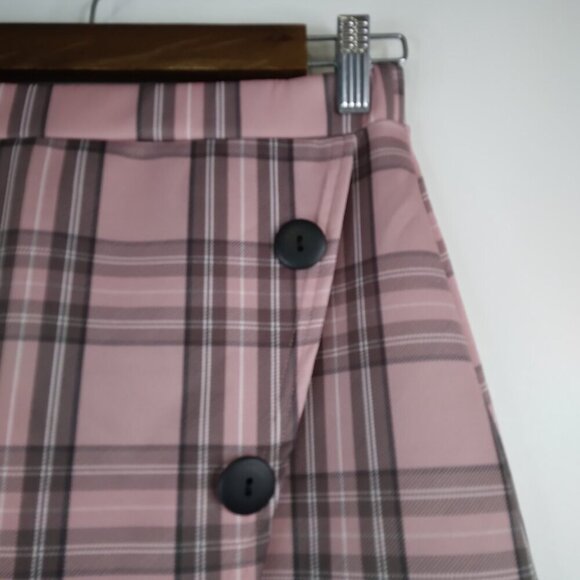 Pretty Little Thing Pink Check Button Skirt Size 8. NWT - Picture 6 of 12